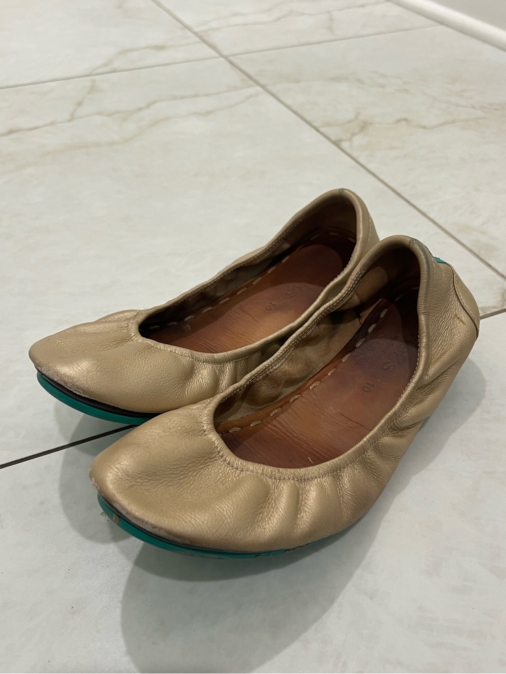 Tieks Metallic Gold Leather Ballet Flats Size 10 US $225